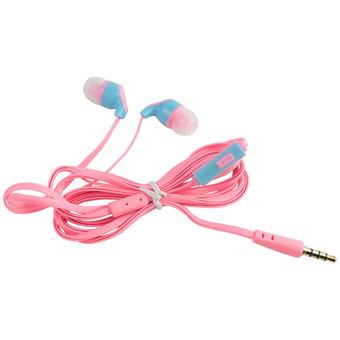 niceEshop 3.5mm Flat Noodle Shape In-ear Earphone Headphones with TPE Cable and Silicone Earcap (Pink)  