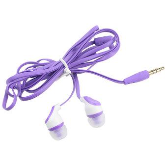 niceEshop 3.5mm Flat Noodle Shape In-ear Earphone Headphones with TPE Cable and Silicone Earcap (Purple)  