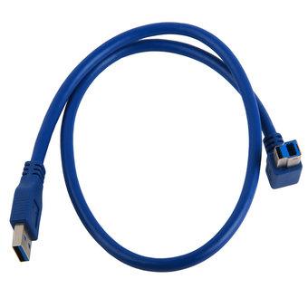 niceEshop 90 Degree Upward SuperSpeed USB 3.0 Tyepe A Male to Type B Male Cable (0.6m/2ft) with Gold Plated Connectors (Blue)  