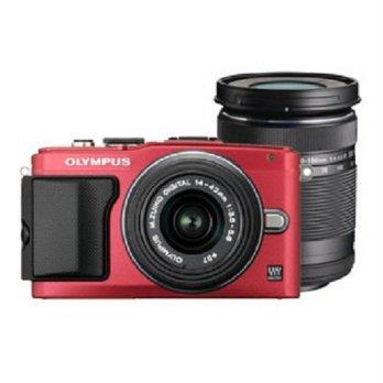 [Olympus] PEN Lite E-PL6 Camera Kit with 14-42mm & 40-150mm 16MP / Red