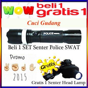 [ cuci gudang ] Setiap Pembelian 1 SET Senter Police SWAT Gratis Senter Head Lamp