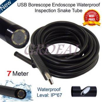 [globalbuy] 7M Usb Cable 6 Leds 1/6 Cmos 640 x 480 Hd 0.3MP 7MM Usb Endoscope Waterproof I/2940675