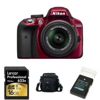[macyskorea] Amazon Nikon D3300 DSLR (Red) with 18-55mm VR II Zoom Lens + Accessories/9505955