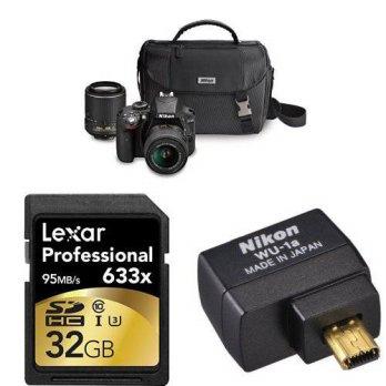 [macyskorea] Amazon Nikon D3300 DSLR Wi-Fi Bundle w/ 18-55mm + 55-200mm VR II Lenses, Case/7070293