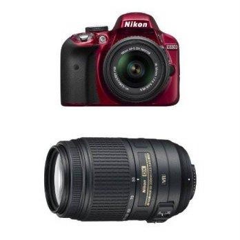 [macyskorea] Amazon Nikon D3300 DX-format DSLR Kit w/ 18-55mm and 55-300mm Lenses (Red)/7070355