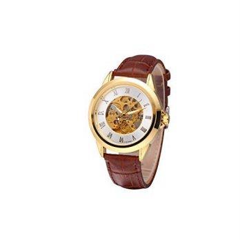 [macyskorea] Selected luxuries Mens Golden Skeleton Watch Automatic Winding with Leather B/9529686