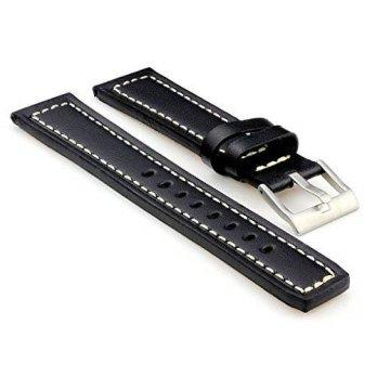 [macyskorea] StrapsCo Thick Flat Premium Black Leather Watch Band with Contrast Stitching /9776299