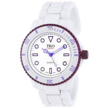[macyskorea] TKO ORLOGI Womens TK594PR White Cuff Purple Bezel Watch/9953491