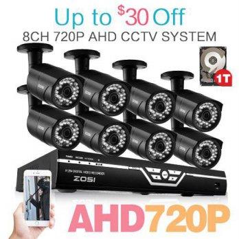 [macyskorea] ZOSI 720P 8CH Surveillance AHD DVR Security Camera System 8 Day/Night 720P AH/9108250