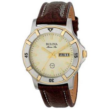 [poledit] Bulova Men`s 98C71 Marine Star Two-Tone Stainless Steel Watch with Brown Leather/12888517