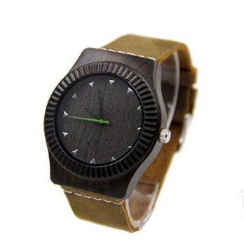 [poledit] Pacoco Leather Band Japanese Quartz Wrist Watch Natural Bamboo Wooden Watches fo/13110922