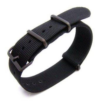 [worldbuyer] 20mm NATO strap Black Nato 20mm Heat Sealed Nylon G10 Watch Band, PVD Black H/1352260