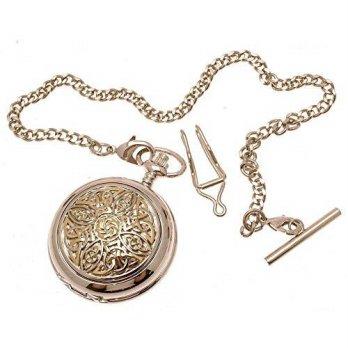 [worldbuyer] AEW Solid pewter fronted quartz pocket watch - Two tone celtic knot design 8/1349441