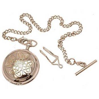 [worldbuyer] AEW Solid pewter fronted quartz pocket watch - Two tone entwined love knot de/1349439