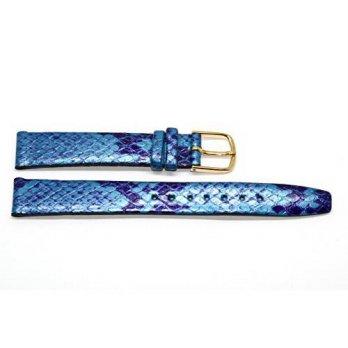 [worldbuyer] Fashion Coordinates 14mm Blue Python Grain Genuine Leather Watch Band Strap/1349676
