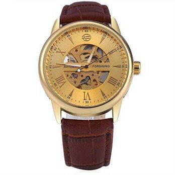 [worldbuyer] Generic Forsining A694 Men Hollow Automatic Mechanical Watch Leather Strap(go/1381000