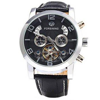 [worldbuyer] Generic Men Tourbillon Automatic Mechanical Watch Leather Strap Date Week Mon/1381004