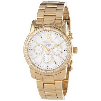 [worldbuyer] Invicta Womens 11771 Angel White Mother-Of-Pearl Dial Cubic Zirconia Accented/1376100