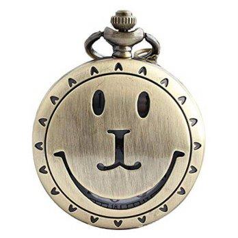 [worldbuyer] Liheye Retro Nostalgia Hollow Pocket Watch Chain Smiley Gift Men Women Studen/1348881