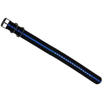 [worldbuyer] Luminox 3050 Strap Replacement Watch Band Black - Blue Nylon 23mm/1344443