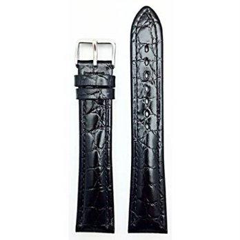 [worldbuyer] NewLife 22mm Extra Long, Black, Soft, Medium Padded, Round Croco Grain Leathe/1363196