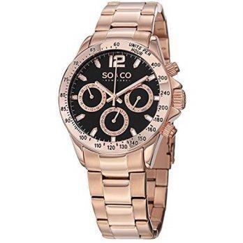 [worldbuyer] SO&CO New York Mens 5001.4 Monticello Quartz GMT Day and Date16K Rose Gold-To/1381065