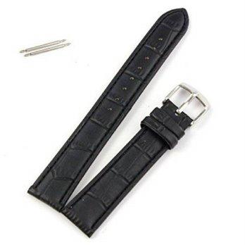 [worldbuyer] Shensee 18mm Soft PU Leather Strap Steel Buckle Wrist Watch Band Black/1345052