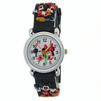 [worldbuyer] TMSNPY TimerMall Disney Mickey and Minnie Cartoon Analogue Quartz Black Rubbe/497496