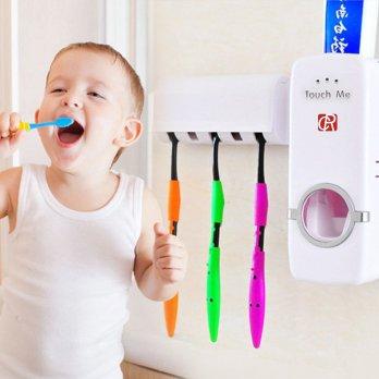Fashion 2 in 1 Touch Me Automatic Toothpaste Squeezer Toothpaste Dispenser with Toothbrush Holder