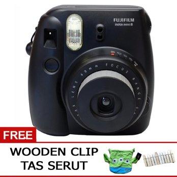 Fujifilm Instax Mini Camera 8s Black Free Klip Tas Serut Instax 8s Black
