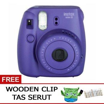 Fujifilm Instax Mini Camera 8s GRAPE Free Klip Tas Serut Instax 8s UNGU
