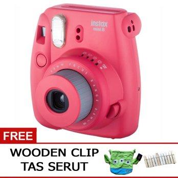 Fujifilm Instax Mini Camera 8s Raspberry Free Klip Tas Serut Instax 8s Merah