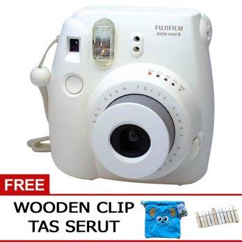 Fujifilm Instax Mini Camera 8s White Free Klip Tas Serut Instax 8s Putih