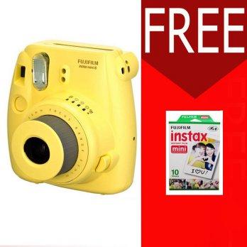 Fujifilm Instax Mini Camera 8s Yellow _ Free 1Pack Film Instax Mini Polos isi 10 Mini 8s Kuning