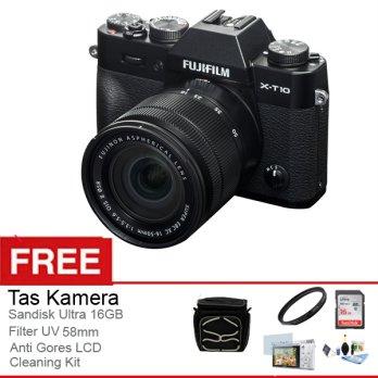 Fujifilm X-T10 Kit XC16-50mm f3.5-5.6 OIS - 16.3 MP - Black + Gratis Tas Kamera + Screen Protector