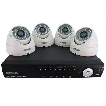 Medusa CCTV Paket 4 Camera Dome KIT-TPH-401 - Putih 700 TVL