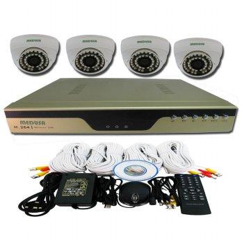 Medusa CCTV Paket 4 Camera Dome KIT-TSH-401A - Putih 700 TVL VGA