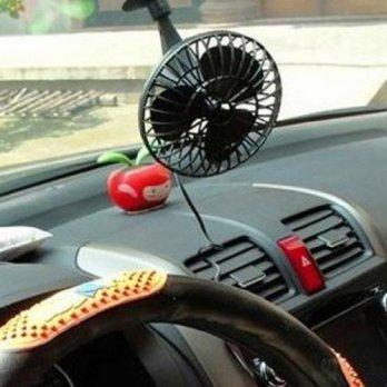 Mini Car Cooling Cool Air Fan with Cigarette Plug & Suction Cup / Kipas Angin Mobil - Black