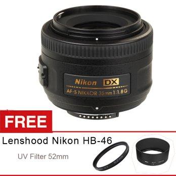 NIKON AF-S DX NIKKOR 35mm f/1.8G Lens + Free UV Filter 52mm