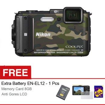 Nikon Coolpix AW130 Waterproof Wifi - 16.1MP, Free SDHC 8GB+Anti Gores LCD+Extra Battery EN-EL12