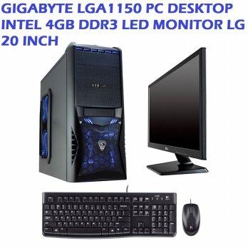 PAKET GIGABYTE LGA1150 PC DESKTOP INTEL 4GB DDR3 LED MONITOR LG 20 INCH (PAKET 2)
