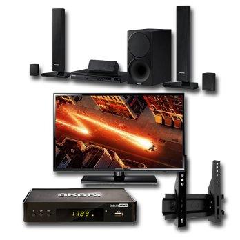 Paket Living Room Entertainment - LED TV 32", Wall Bracket TV, Home Theater dan Digital Receiver