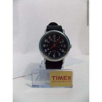 Timex Men T2N647 Weekender Black Slip-Thru Nylon Strap Jam Tangan Original