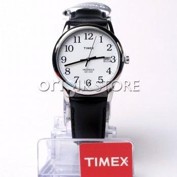 Timex Men's T2H281 Easy Reader Black Leather Jam Tangan Original