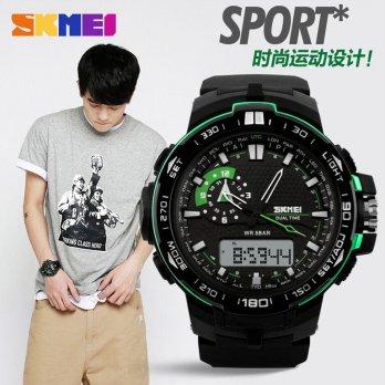 jam tangan original pria model casio "SKMEI AD 1081 green black" Murah