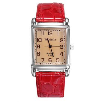 '"''""''''""""WoMaGe 2016A Men''''''''s Casual Leather Square Quartz Watch (Red) (Intl)""""''''""''"'  