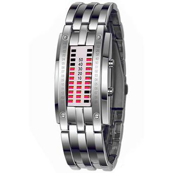 1080 Women's LED Watches Stainless Steel Red Light Digital (Silver)  