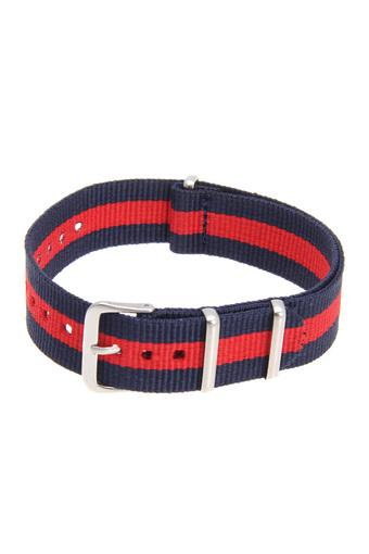 18mm Unisex Durable Canvas Watch Band Strap Buckle Blue + Red Stripes Fashion  