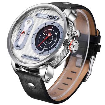 2015 New WEIDE WH-3409 Genuine Leather Strap Mens Quartz Military Army Sport Wristwatch - White (Intl)  