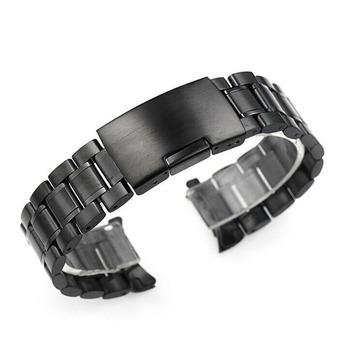 24mm Stainless Steel Bracelet Watch Band Strap Straight End Solid Links Black  